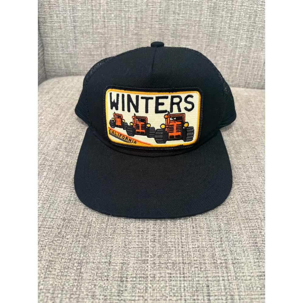 Winters California Tractor Patch Trucker Hat Black Mesh Snapback Cap